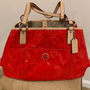 Bright red patent and leather.